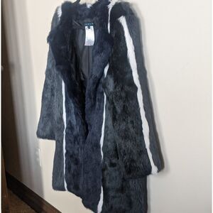 100%Real Luxury Fur -Colorblock Pattern Coat